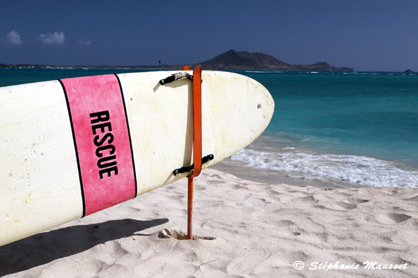 surf d'Hawaii sur plage de sable blanc et mer turquoise