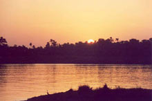 coucher de soleil sur le Nil en Egypte