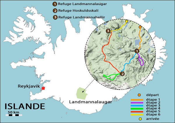 Islande - Carte et étapes de notre voyage