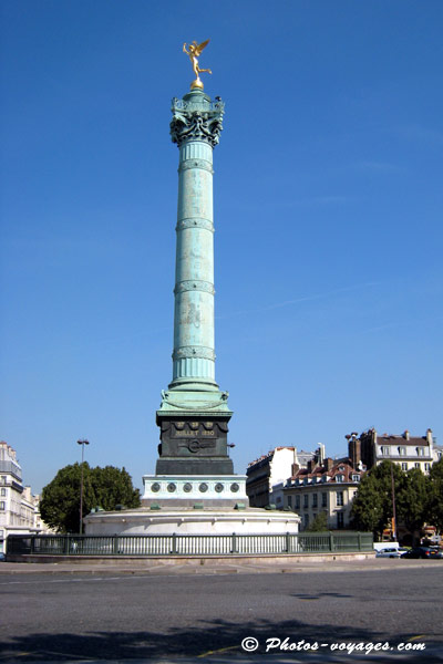 Colonne et place de la Bastille de Paris