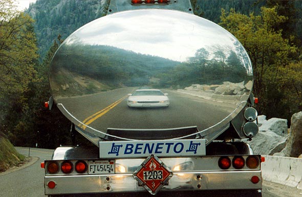 car reflection in a truck