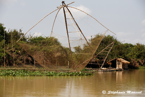 Système de carrelet filet de pêche au Cambodge