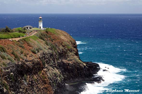 Kilauea cliff and lighthouse in Hawaii