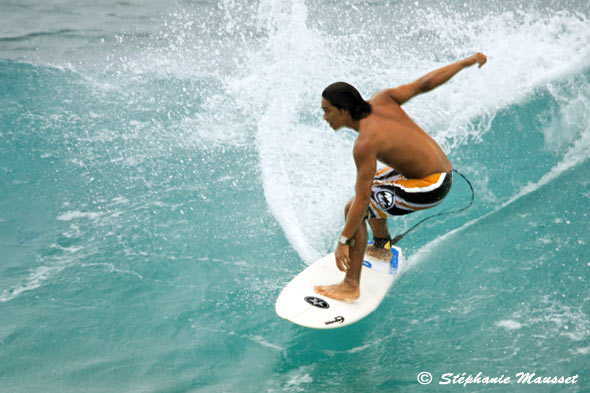 Hawaiian surfer in action