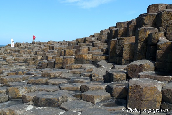 Colonnes de basalte de la Chaussée des Géants au bord de la mer