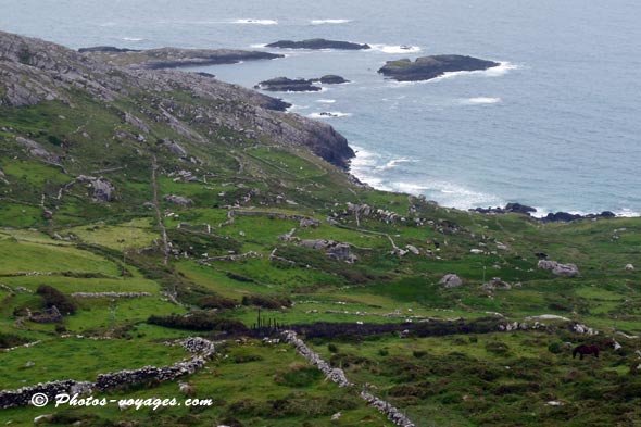 Paysage pentu et falaises d'Irlande