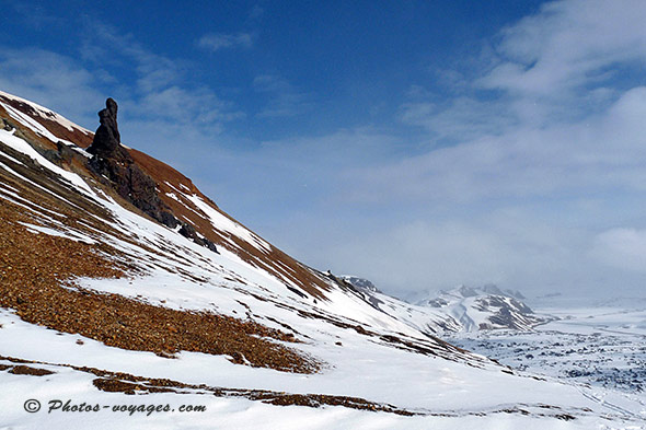 Caldera sous la neige islandaise