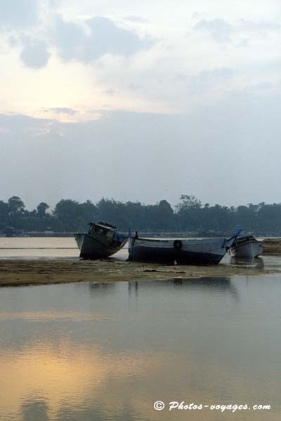 Barques de pêcheur à marée basse