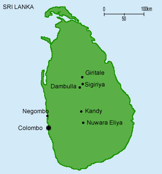 Sri lanka - Carte et itinéraire de notre voyage