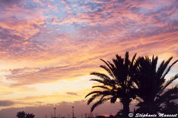 Sky and purple clouds at dusk