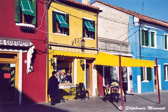 Brightly colored facades in Burano Venice