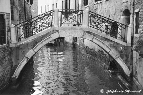 venice bridge in black and white