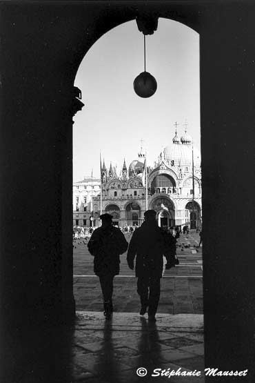 Venice arcades in black and white